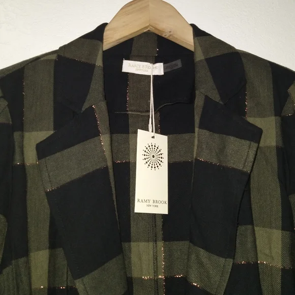 NWT RAMY BROOK Ina Puff Sleeve Olive Belted Jacket - Picture 5 of 8